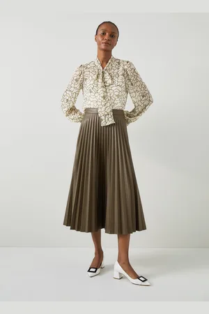 LK Bennett Womens Laurie Skirts, Olive - Faux Leather - Size 18 UK