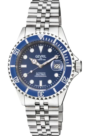 Gevril Mens Wall Street 4851B Swiss Automatic GMT, SW330 Movement Date Luminous Stainless Steel Watch - - One Size