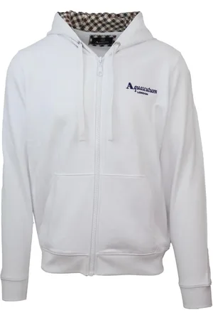 Aquascutum Mens Classic Embossed Signature Logo Zip-Up Hoodie - Size Medium