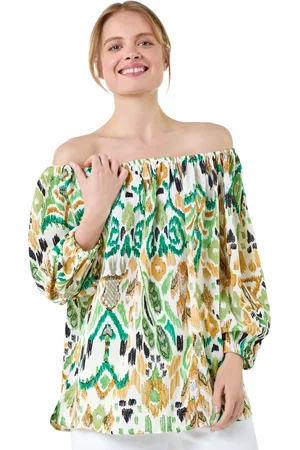 Roman Womens Aztec Print Stretch Bardot Top - - Size Small/Medium