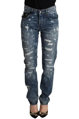 Dolce & Gabbana WoMens Distressed Denim BOYFRIEND Skinny Jeans material_cotton - Size IT 36 (Womens)