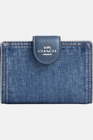 Coach Womens Medium Corner Zip Wallet in Denim - - One Size