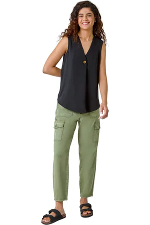 Roman Womens Pleat Front Button Detail V-Neck Vest - - Size 12 UK