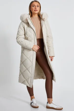 Quiz Womens Quilted Long Parka - Size 8 UK