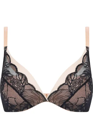 Chantelle Womens Midnight Flowers Plunge T-Shirt Bra - Nylon - Size 30E