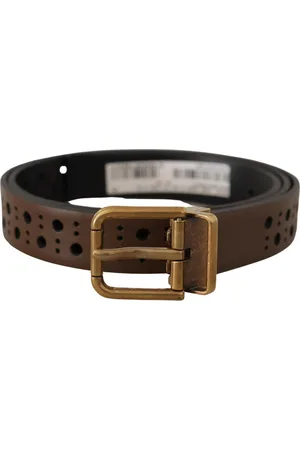 Dolce & Gabbana Mens Gorgeous Leather Belt with Gold Tone Buckle - - Size 90 cm