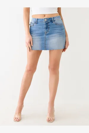 True Religion Womens Sadie Single Needle Flap Mini Skirt in Medium Golden Wash - - Size 25 (Waist)