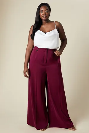 wallis Womens Curve Gold Trim Elasticated Wide Leg Trousers - - Size 28 UK