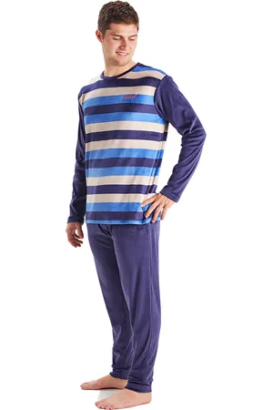 Munich Mens long-sleeved round-neck velvet pajamas MU3 - - Size 2XL