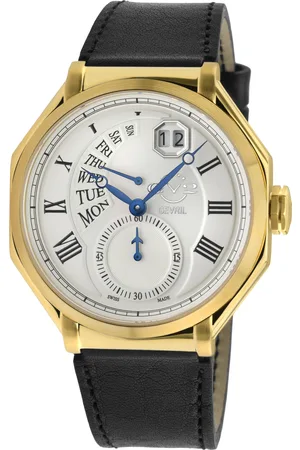 GV2 by Gevril Mens Marchese Swiss Quartz Silver Dial, Genuine Handmade Italian Leather Watch - One Size