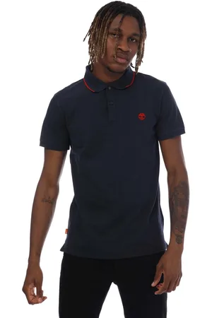 Timberland Mens Millers River Printed Neck Polo Shirt in Cotton - Size Medium