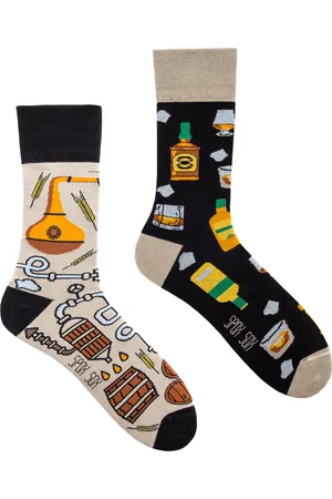 Spox Sox Unisex - Mens & Ladies Mismatched Novelty Odd Socks - Whisky - Cotton - Size UK 4-6.5