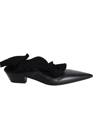 Jil Sander Pre-owned Womens Jil Ruffle-Detail Pointed-Toe Pumps in Calfskin Leather - Size EU 39