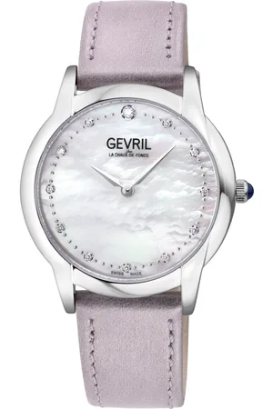Gevril Womens Airolo Swiss Diamond 13041 Genuine Leather Quartz Watch - - One Size