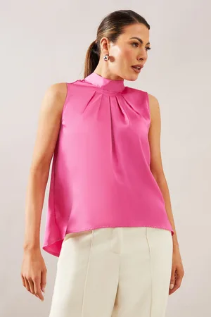 wallis Womens Satin Sleeveless Tie Neck Top - - Size 14 UK