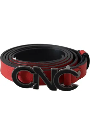 Costume National WoMens Reversible Leather Logo Belt - Size 85 cm