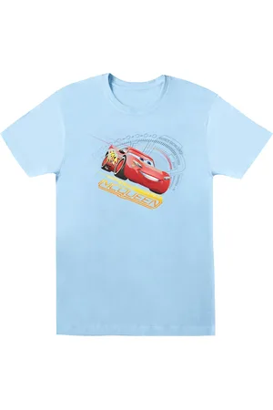 Disney Womens/Ladies Cars Lightning McQueen Cotton Boyfriend T-Shirt (Baby Blue) - - Size 2XL