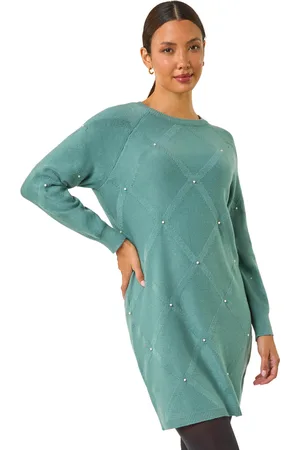 Roman Womens Pearl Embellished Jumper Dress - - Size 12 UK