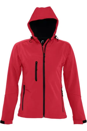 Sols Womens/Ladies Replay Hooded Soft Shell Jacket (Breathable, Windproof And Water Resistant) (Pepper Red) - - Size 2XL