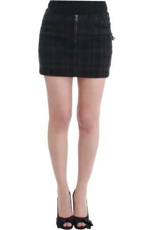 Costume National WoMens Gray checkered mini skirt - material_cotton - Size IT 40 (Womens)