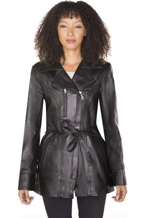 Infinity Womens Long Biker Jacket-Muscat - Nappa Leather - Size 14 UK