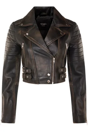 Infinity Womens Brando Cropped Jacket-Longtown - Lamb Leather - Size 24 UK