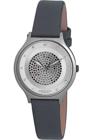 Johan Eric : orstead, WoMens, silver sunray dial watch, up dots & swarovski indexes, satin band.. - One Size