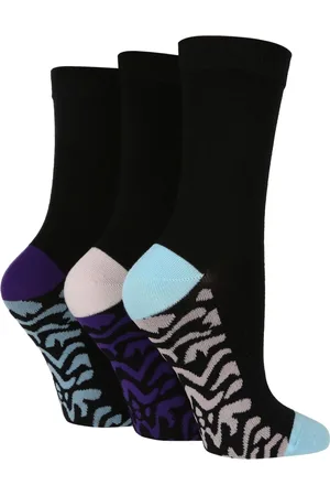 Wild Feet Womens 3 Pack Ladies Plain Coloured Bamboo Socks for Summer - - Size UK 4-8
