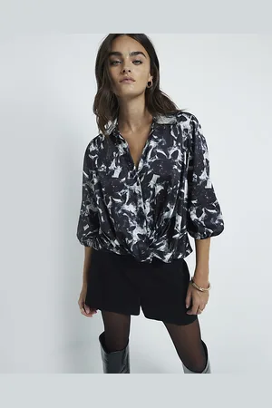 River Island Womens Shirt Floral Print Wrap - Size 6 UK