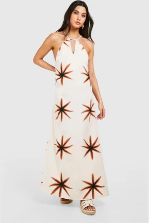 Boohoo Womens Star Printed Open Back Maxi Dress - - Size 8 UK
