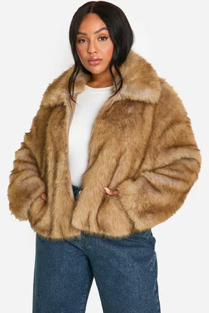 Boohoo Womens Plus Premium Collared Faux Fur Coat - - Size 28 UK