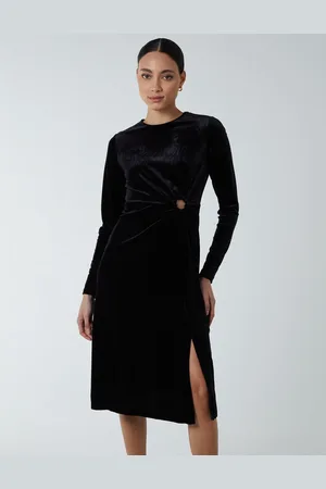 Blue Vanilla Womens High Neck With Keyhole Detail & Long Sleeve Dress - - Size 12 UK