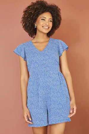 Mela Womens Ditsy Print V Neck Playsuit - Size 10 UK