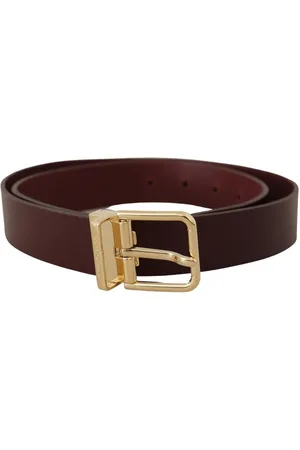 Dolce & Gabbana Mens Vitello Leather Gold Metal Buckle Belt - Size 90 cm