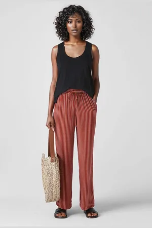 Whistles Womens Wide leg stripe trousers - viscose - Size 8 UK