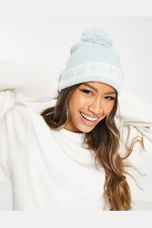 French Connection Womens FCUK bobble beanie hat in ice - One Size