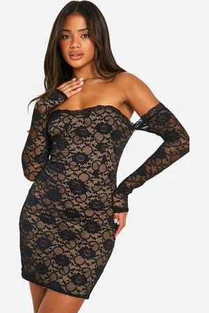 Boohoo Womens Bengaline Lace Layered Mini Dress - Nylon - Size 12 UK