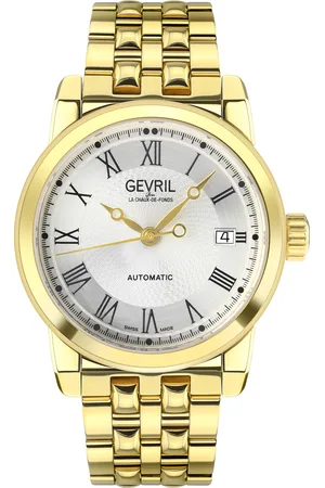 Gevril Mens Madison 2575 Swiss Automatic Movement Sellita SW200 Yellow Stainless Steel Limited Edition Date Watch - One Size