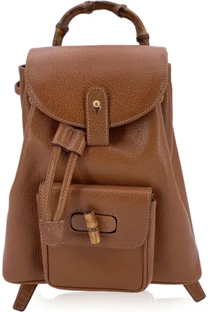 Gucci Pre-owned Womens Vintage Leather Backpack Bamboo - - One Size