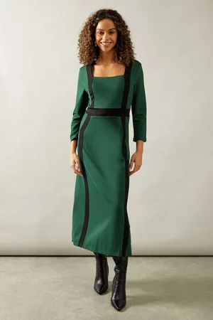 wallis Womens Ponte Contrast Button Midi Dress - - Size 18 UK