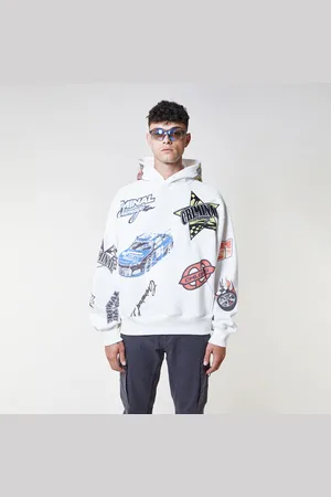 Criminal Damage Mens Graphics Hoodie With Multiple Racing Badges - - Size Small