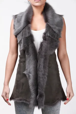 Infinity Womens Toscana Sheepskin Long Gilet-Sorocaba - - Size 8 UK