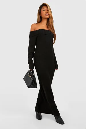 Boohoo Womens Soft Knit Bardot Maxi Jumper Dress - - Size X-Large
