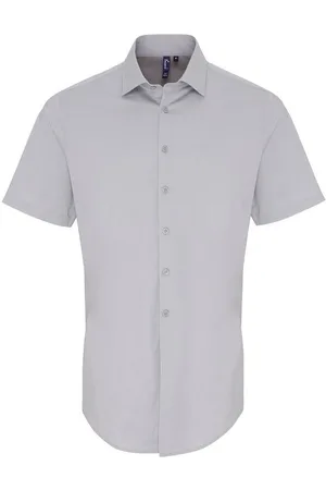 Premier Mens Stretch Fit Poplin Short Sleeve Shirt - Size 2XL