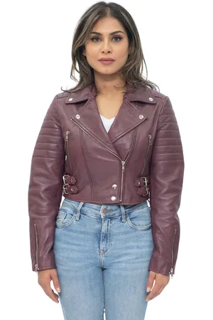 Infinity Womens Cropped Brando Biker Jacket-Damascus - - Size 18 UK