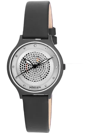 Johan Eric : Orstead, WoMens, Silver sunray Dial Watch, UP dots and Swarovski indexes, pvd stainless steel case and buckle, satin band.. - One Size