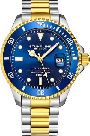 Stuhrling Mens Blue and Gold Depthmaster Automatic 42mm Diver - - One Size