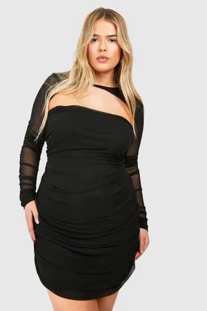 Boohoo Womens Plus Mesh Twist Detail Ruched Bodycon Dress - - Size 20 UK