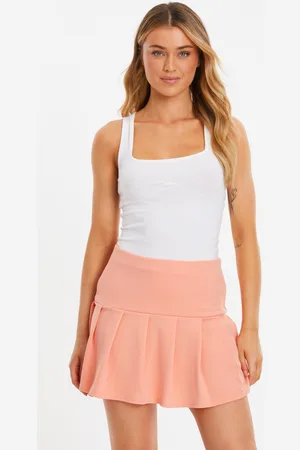 Quiz Womens Coral Pleated Mini Skirt - - Size 8 UK