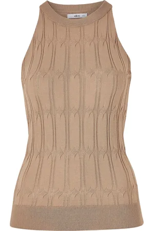 ELLOS Womens Fine Cable Knit Vest Top - viscose - Size UK 18-20